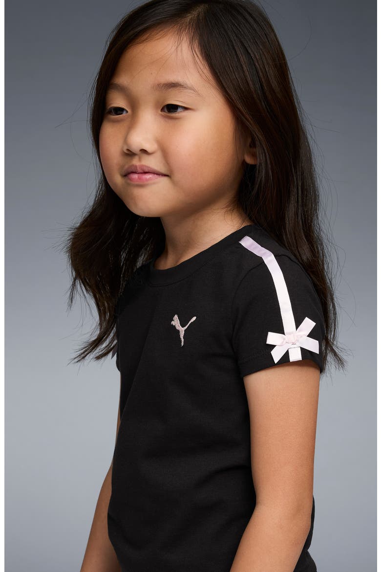 Kids' Bow Society Stretch Cotton T-Shirt, Alternate, color, PUMA BLACK