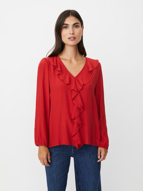 Mabeauna Ruffled V-Neck Blouse