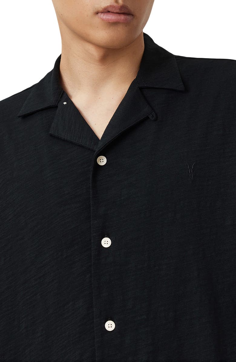 AllSaints Robson Knit Cotton Camp Shirt, Alternate, color,