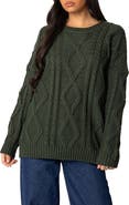 EDIKTED Kennedy Oversize Cable Stitch Sweater