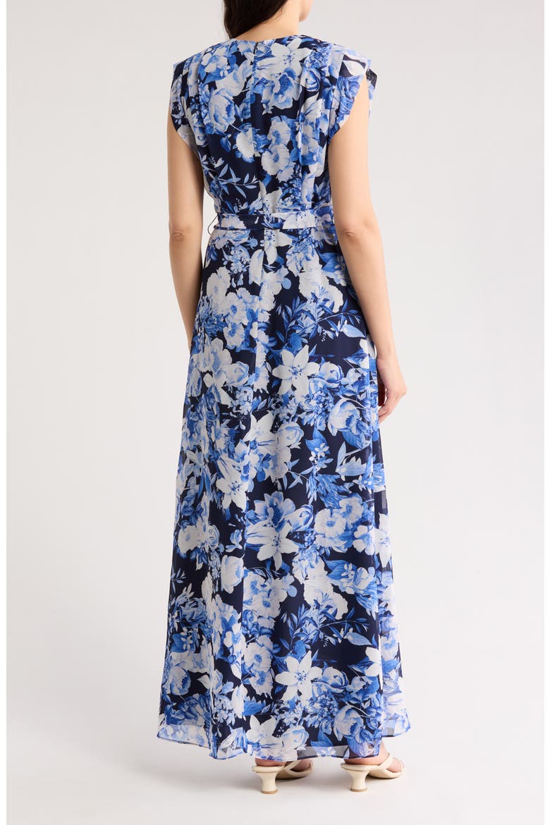 Obi Floral Cap Sleeve High-Low Dress, Alternate, color, NAVY IVORY