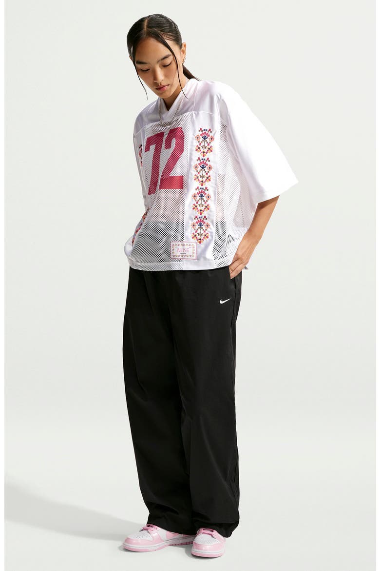Sportswear Graphic Oversized Mesh Jersey, Alternate, color, WHITE/ UNIVERSITY RED
