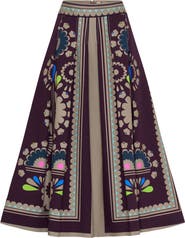 Maison Common Printed Canvas Midi Skirt