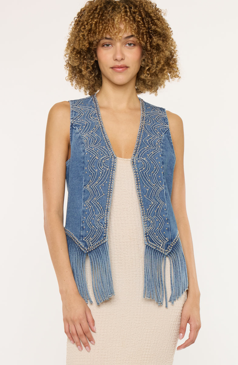 Mabel Fringe Denim Vest