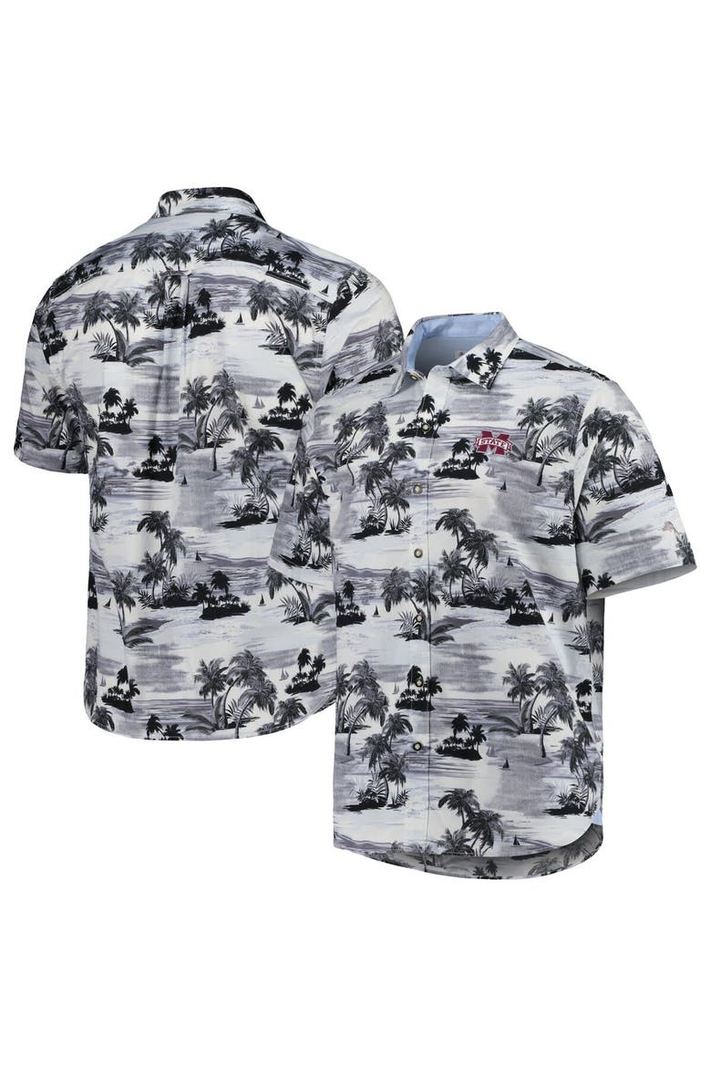 Men's Tommy Bahama Black Mississippi State Bulldogs Tropical Horizons Button-Up Shirt, Alternate, color, Black