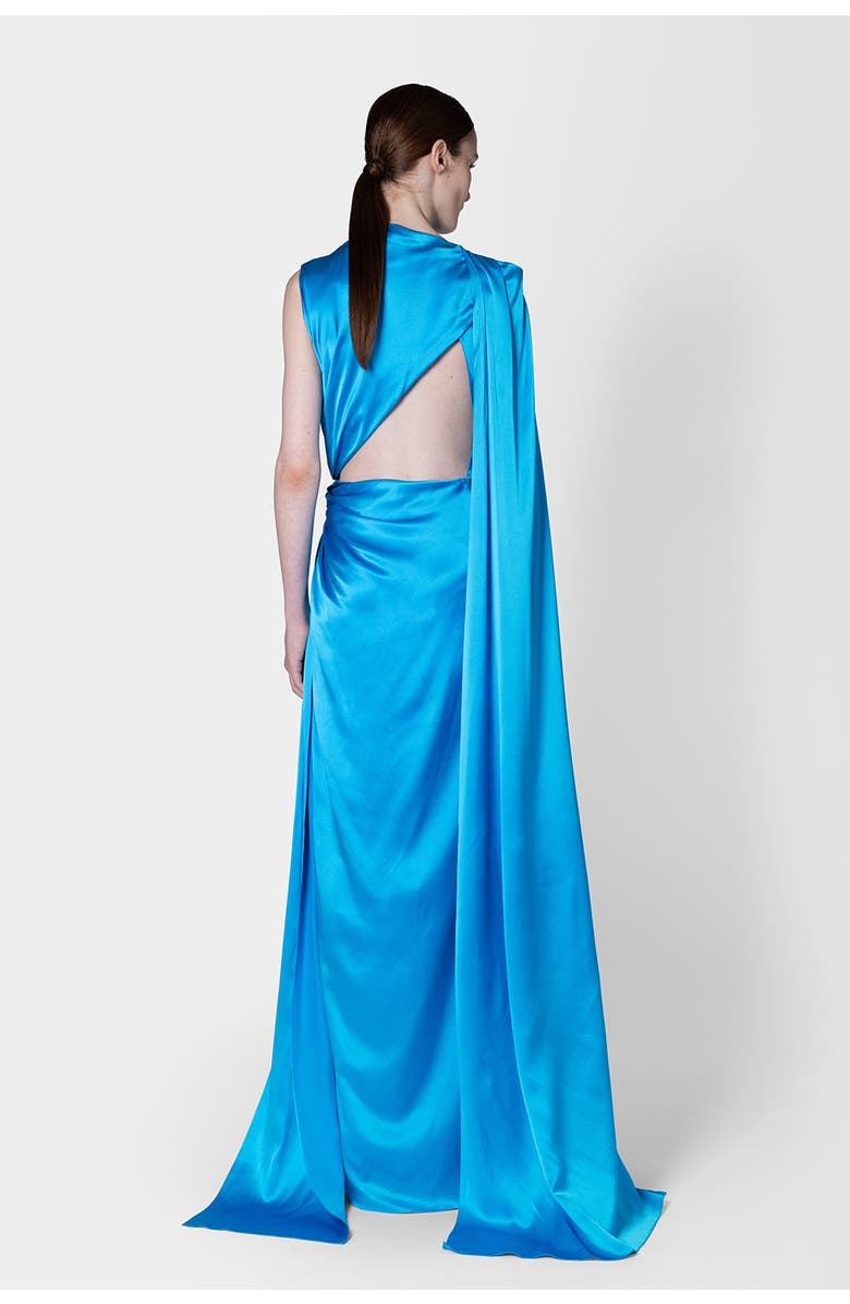 Roksanda Orien Silk Floor Length Dress, Alternate, color, Agua