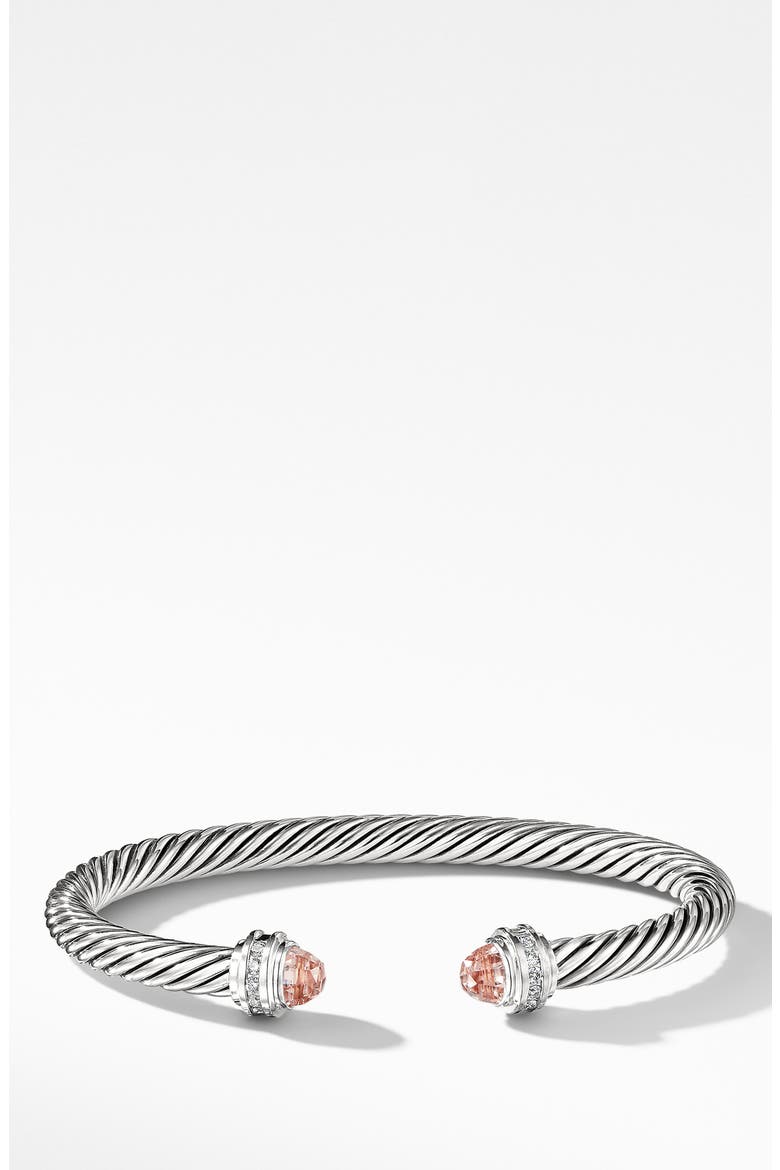 Cable Classics Bracelet with Morganite & Diamonds, 5mm, Main, color, MORGANITE