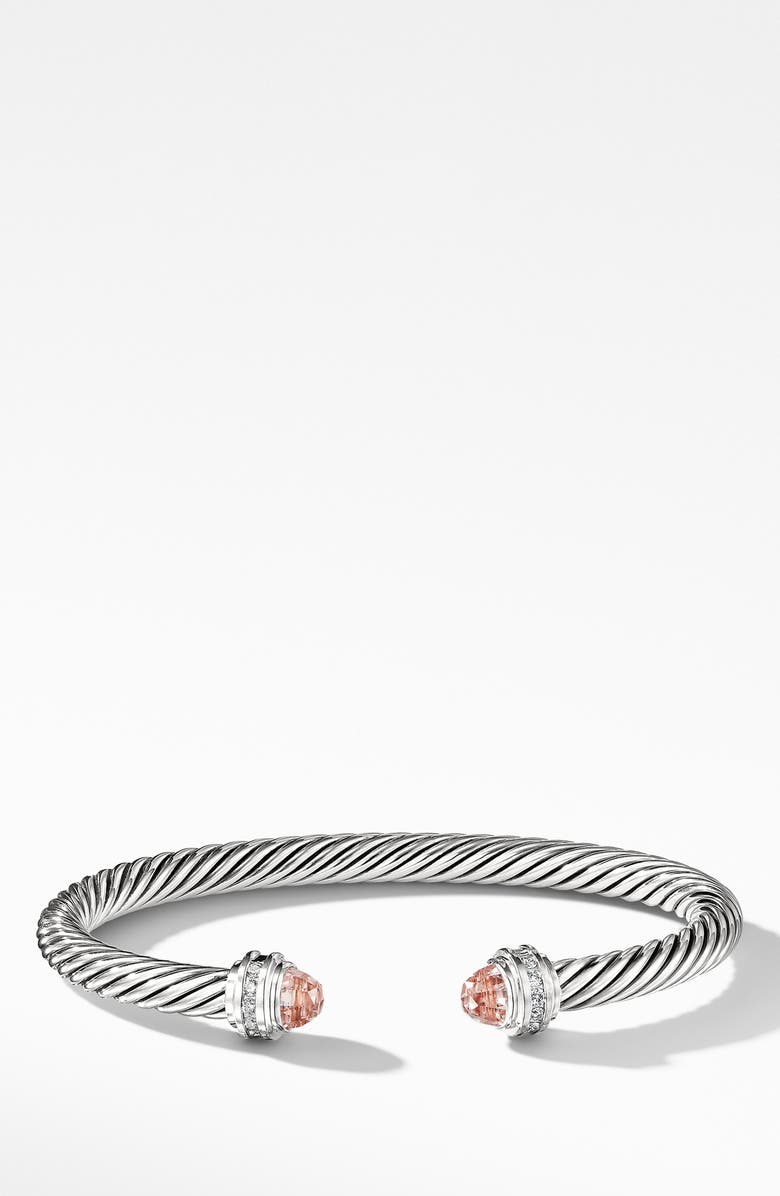 David Yurman Cable Classics Bracelet with Morganite & Diamonds, 5mm, Main, color,