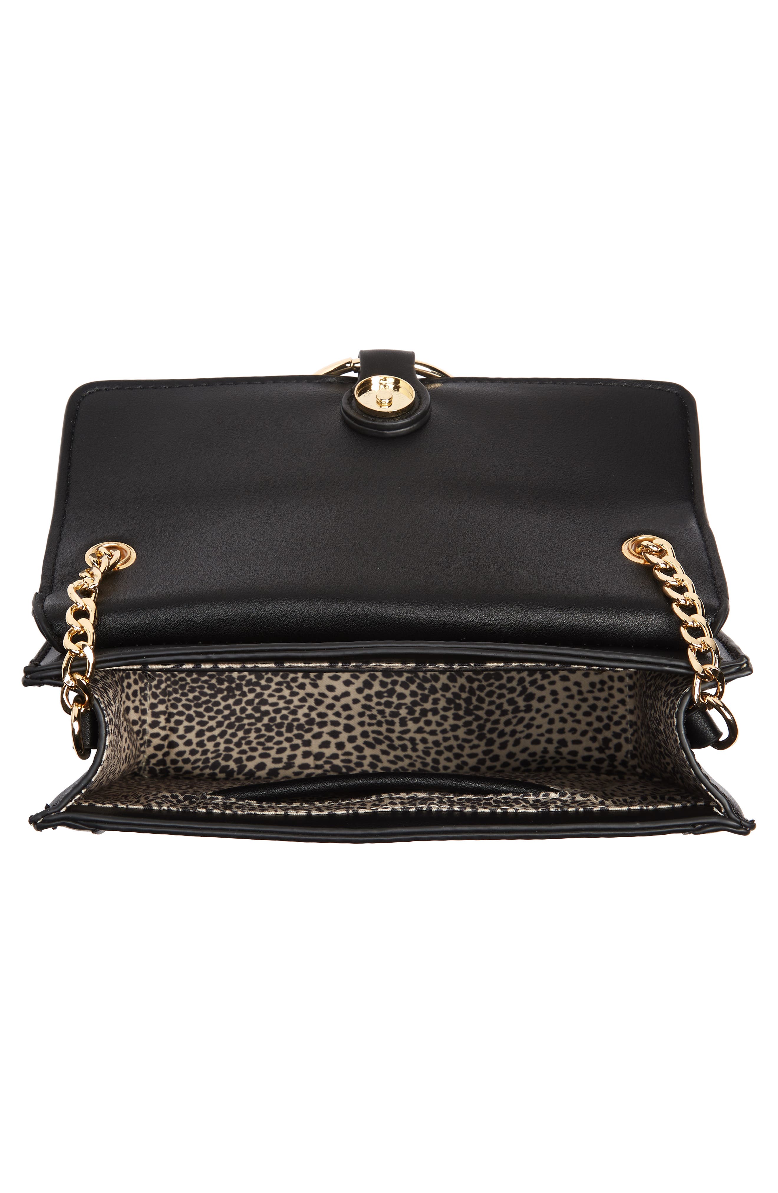 Metal Ring Faux Leather Crossbody Bag, Alternate, color, BLACK