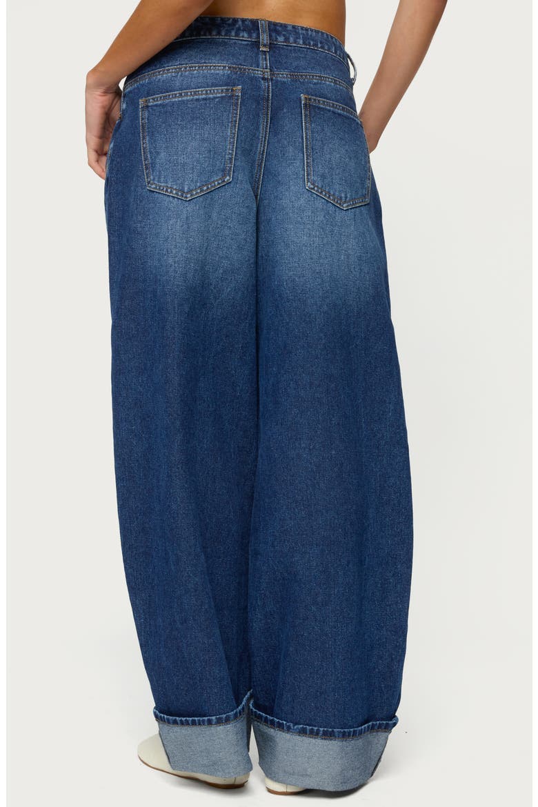 Kella Low Rise Baggy Cuffed Wide Leg Jeans, Alternate, color, DARK-BLUE-WASHED