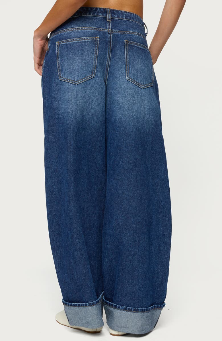 EDIKTED Kella Low Rise Baggy Cuffed Wide Leg Jeans, Alternate, color, Dark-Blue-Washed