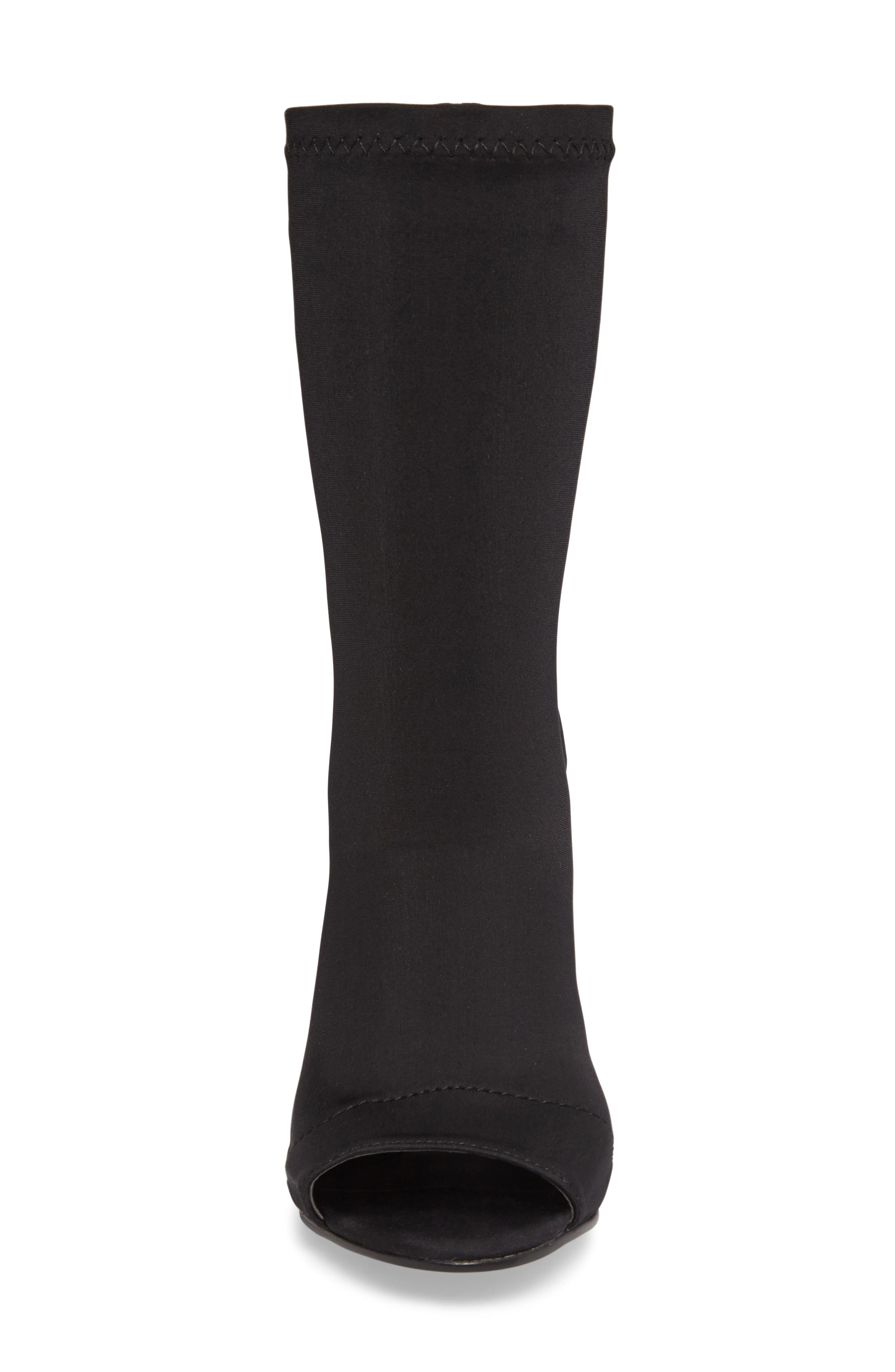 Malo Open Toe Stretch Bootie, Alternate, color, BLACK LYCRA
