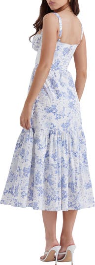 Elia Floral Stretch Cotton Blend Corset Sundress