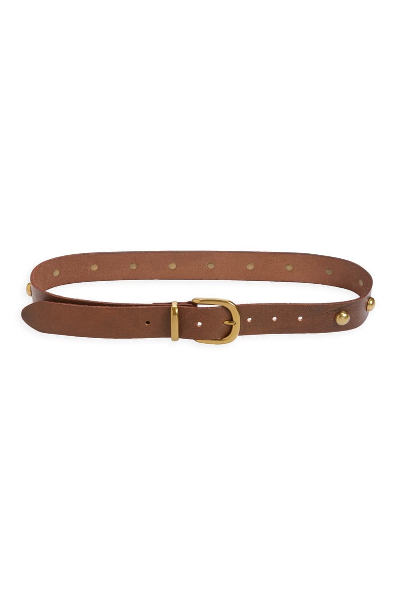 Rhodes Stud Leather Belt, Main, color, COGNAC