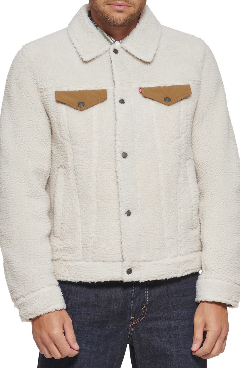 Levi's<sup>®</sup> High Pile Fleece Trucker Jacket, Main, color, 