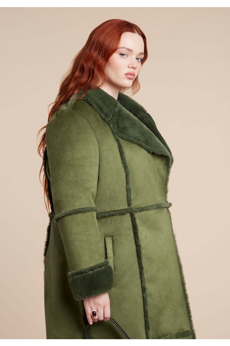 Long Fleece Lined Coat, Alternate, color, DARK CHIVE
