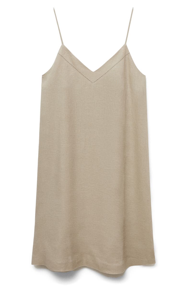 MANGO Linen Nightgown, Main, color, Sand