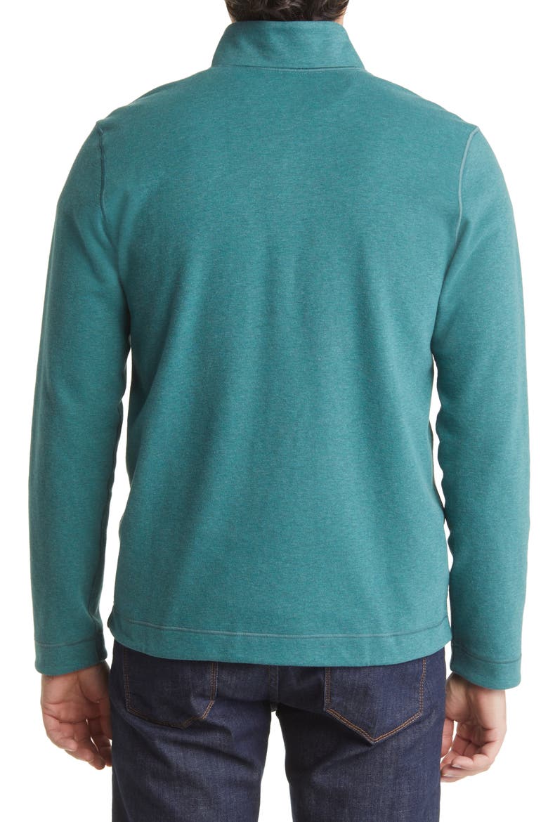 Reversible Cotton Blend Quarter Zip Pullover, Alternate, color, EMERALD/ BROWN