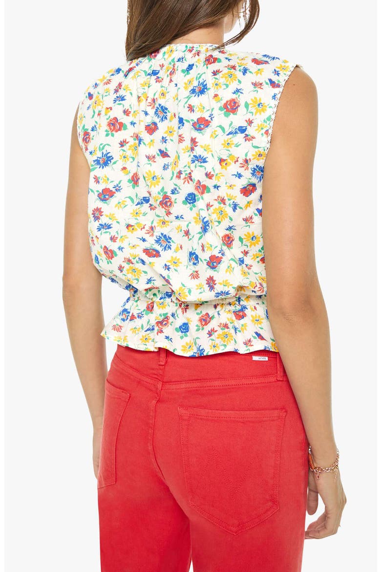 The Love Letter Floral Sleeveless Cotton Drawstring Waist Shirt, Alternate, color, ROSE BOWL