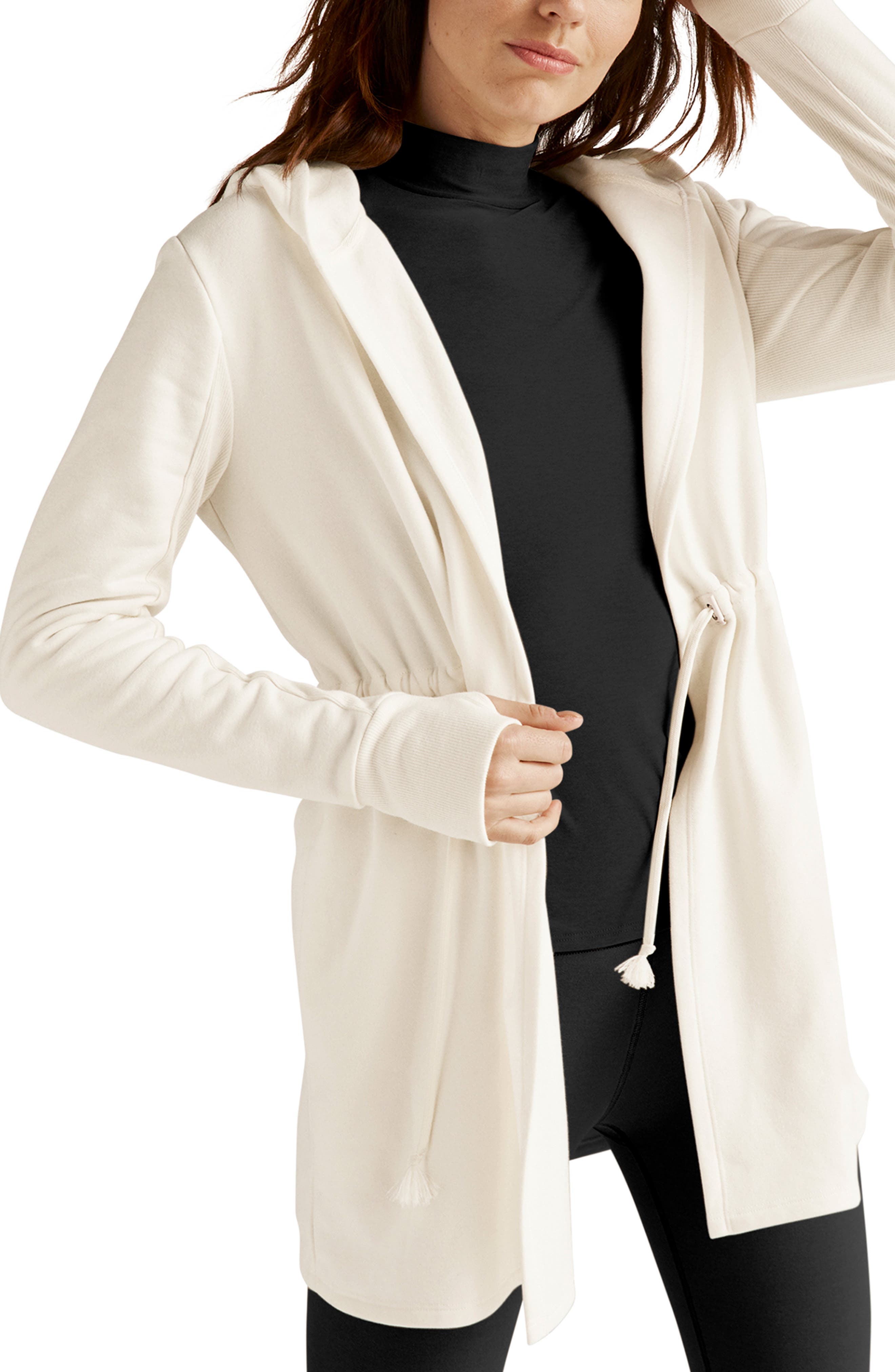 Beyond Yoga On the Go Open Front Hooded Jacket