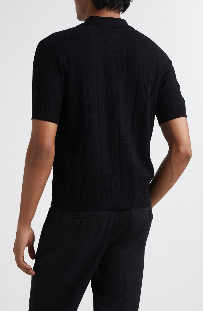 Balmain Monogarm Jacqurd Polo Sweater, Alternate, color, 0Pa Black