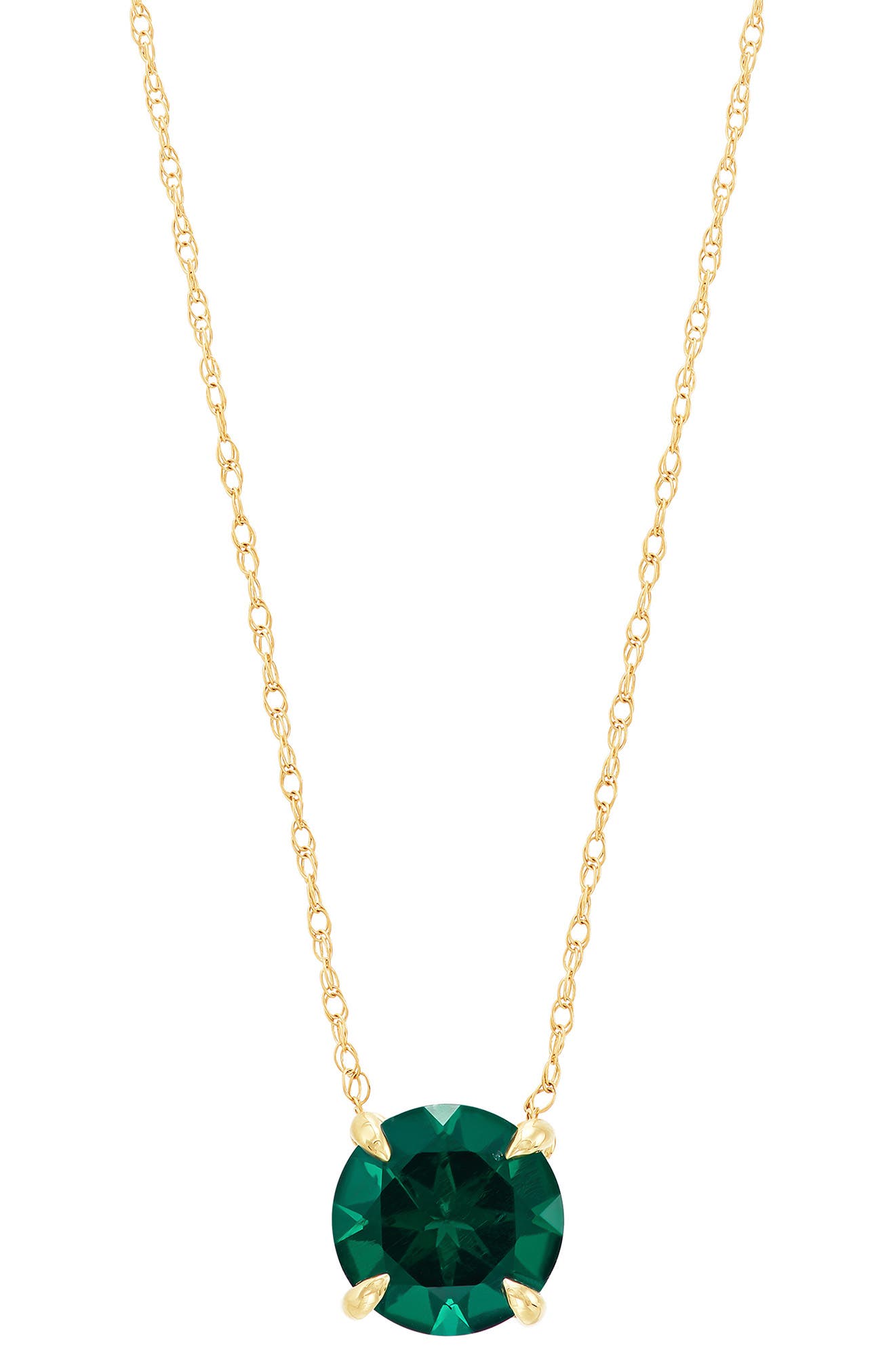 Frankie & Zoe Created Emerald Solitaire Pendant Necklace