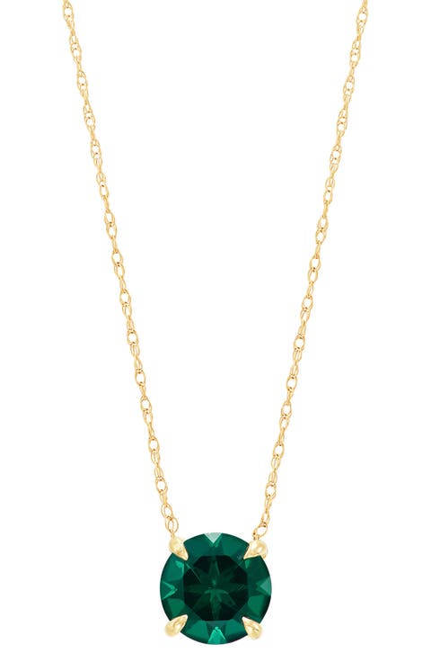 Created Emerald Solitaire Pendant Necklace