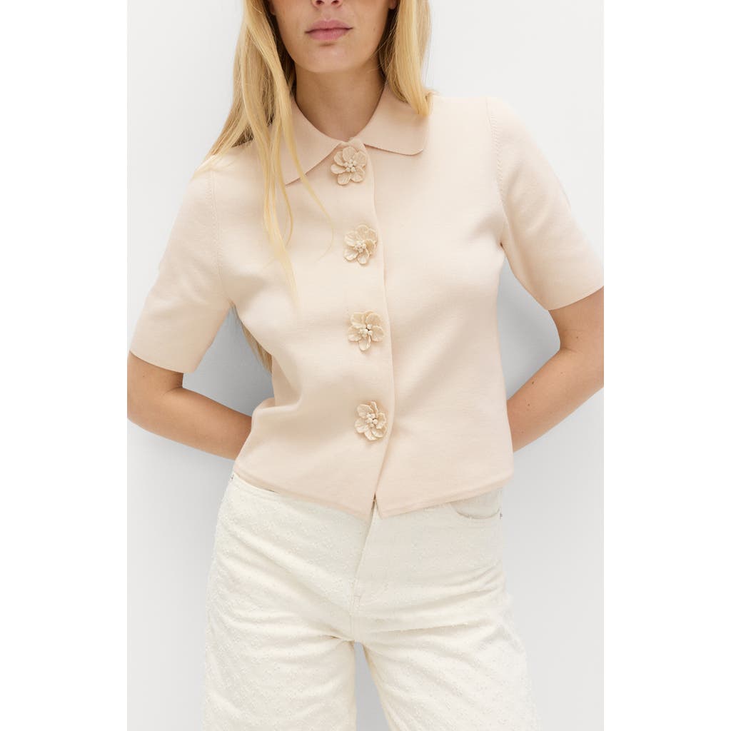 M&s Compact Flower Cardigan In White