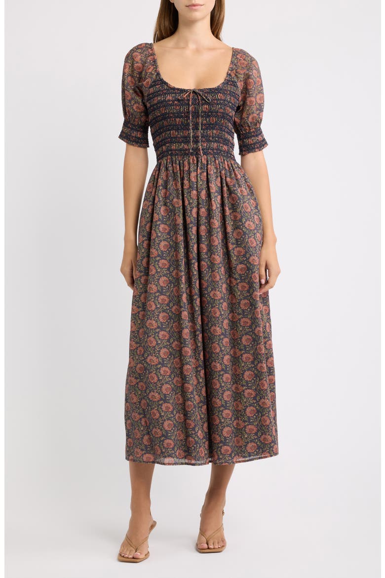 Madeline Nap Midi Dress, Main, color, CHRYSANTHEMUM CHINTZ