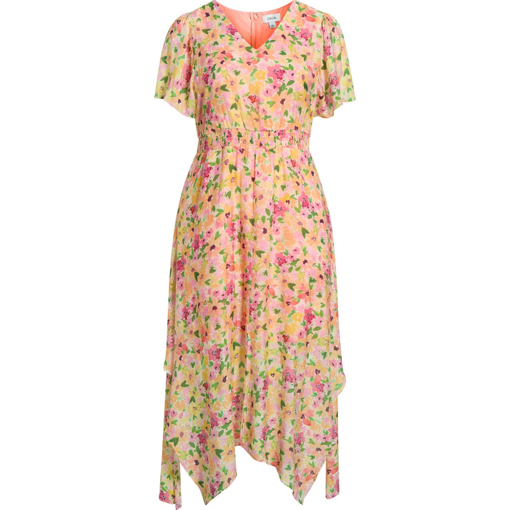 Cece Smocked Waist Maxi Dress In Multi