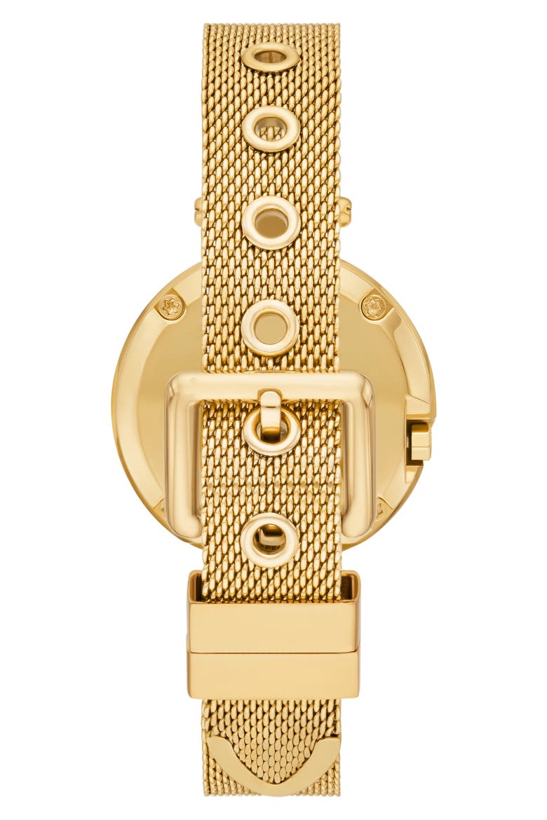 The Small Pierced Mesh Strap Watch, 30mm, Alternate, color, GOLD