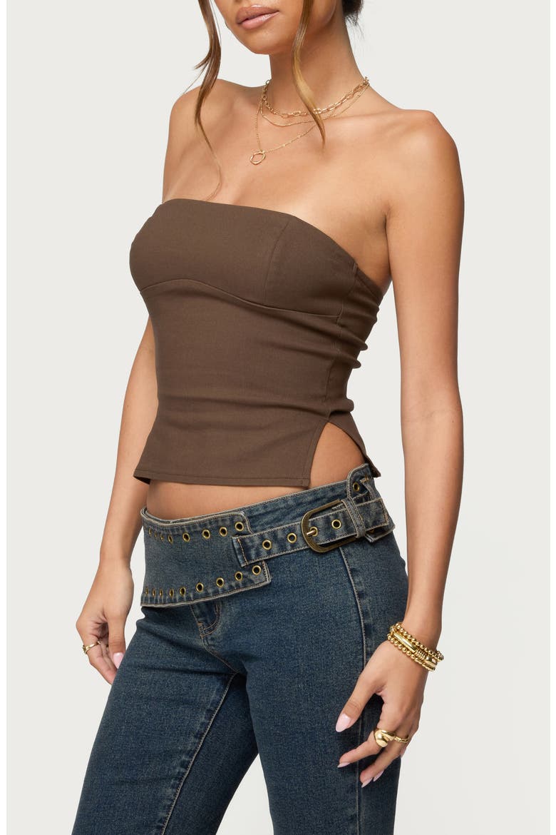 Sade Strapless Side Slit Top, Alternate, color, OLIVE