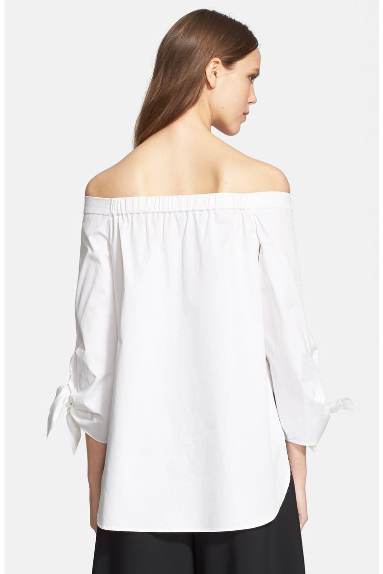 Off the Shoulder Cotton Poplin Tunic, Alternate, color, WHITE/ WHITE