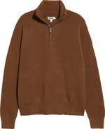 STAUD Hudson Quarter Zip Cashmere Sweater