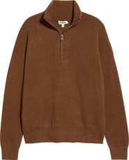 STAUD Hudson Quarter Zip Cashmere Sweater