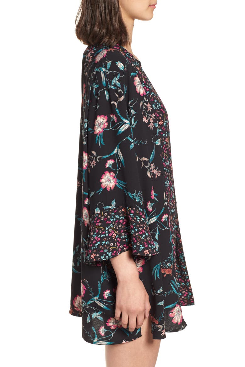 Mixed Floral Kimono, Alternate, color, BLACK SKETCH BLOOMS