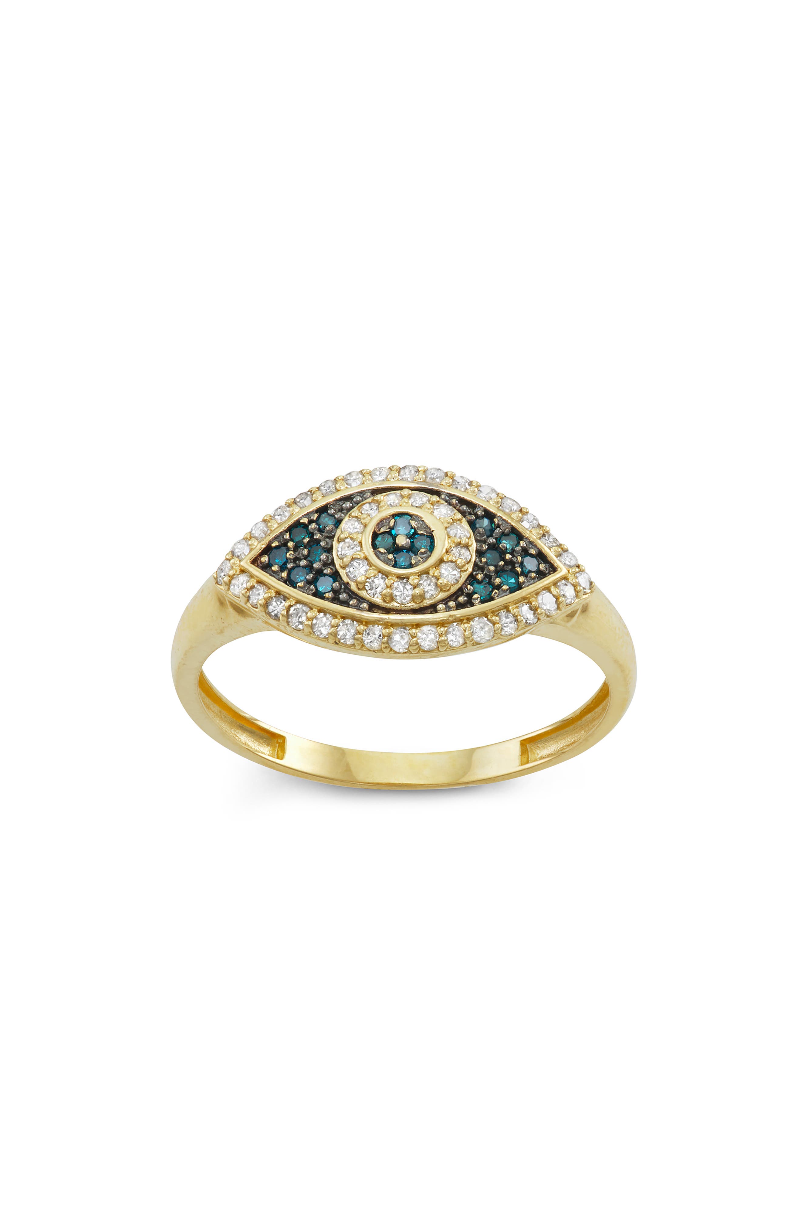 FZN 10K Gold Evil Eye Diamond Ring - 0.3ct.