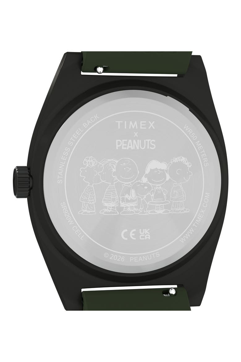 Peanuts® x Timex Expedition Snoopy Road Trip 39mm Silicone Strap Watch, Alternate, color, GREEN/ GUNMETAL