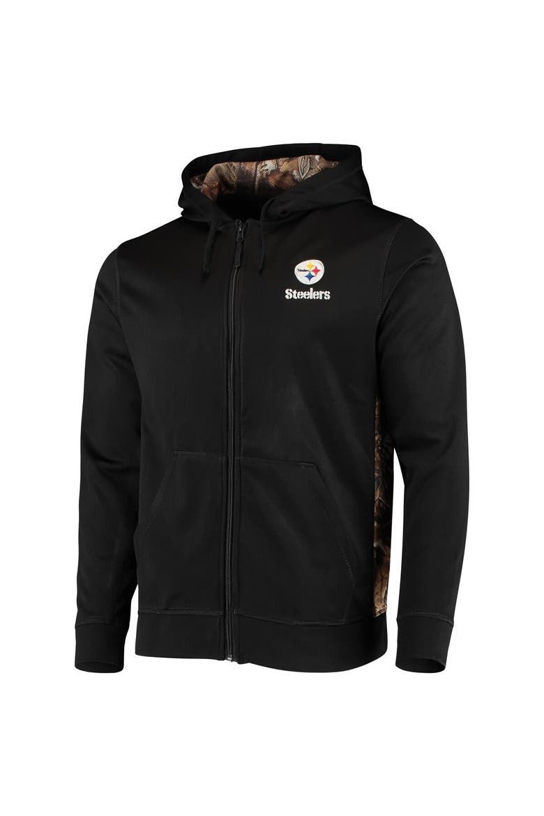 Men's Dunbrooke Black/Realtree Camo Pittsburgh Steelers Decoy Tech Fleece Full-Zip Hoodie, Alternate, color, Black