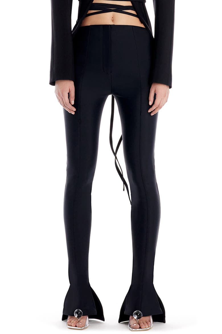 Cutout Split Hem Flare Wrap Waist Pants, Main, color, 1999 BLACK