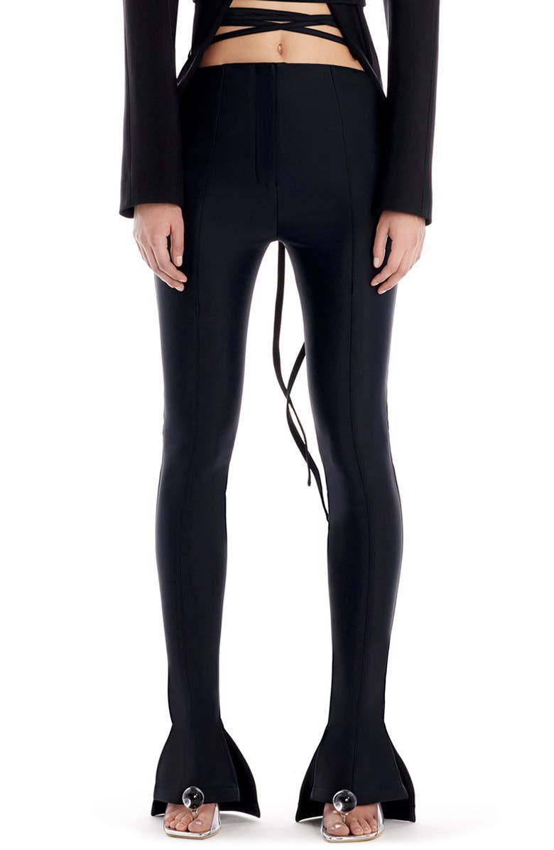MUGLER Cutout Split Hem Flare Wrap Waist Pants, Main, color, 
