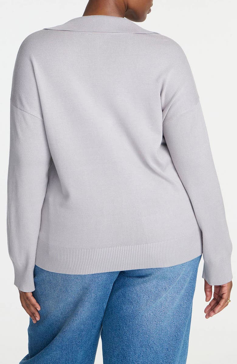 ELOQUII Medium Gauge Collared Sweater, Alternate, color, 