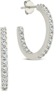 Sterling Forever Cubic Zirconia Open Hoop Earrings