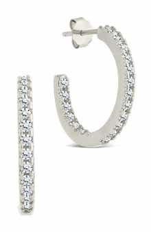 Sterling Forever Cubic Zirconia Open Hoop Earrings