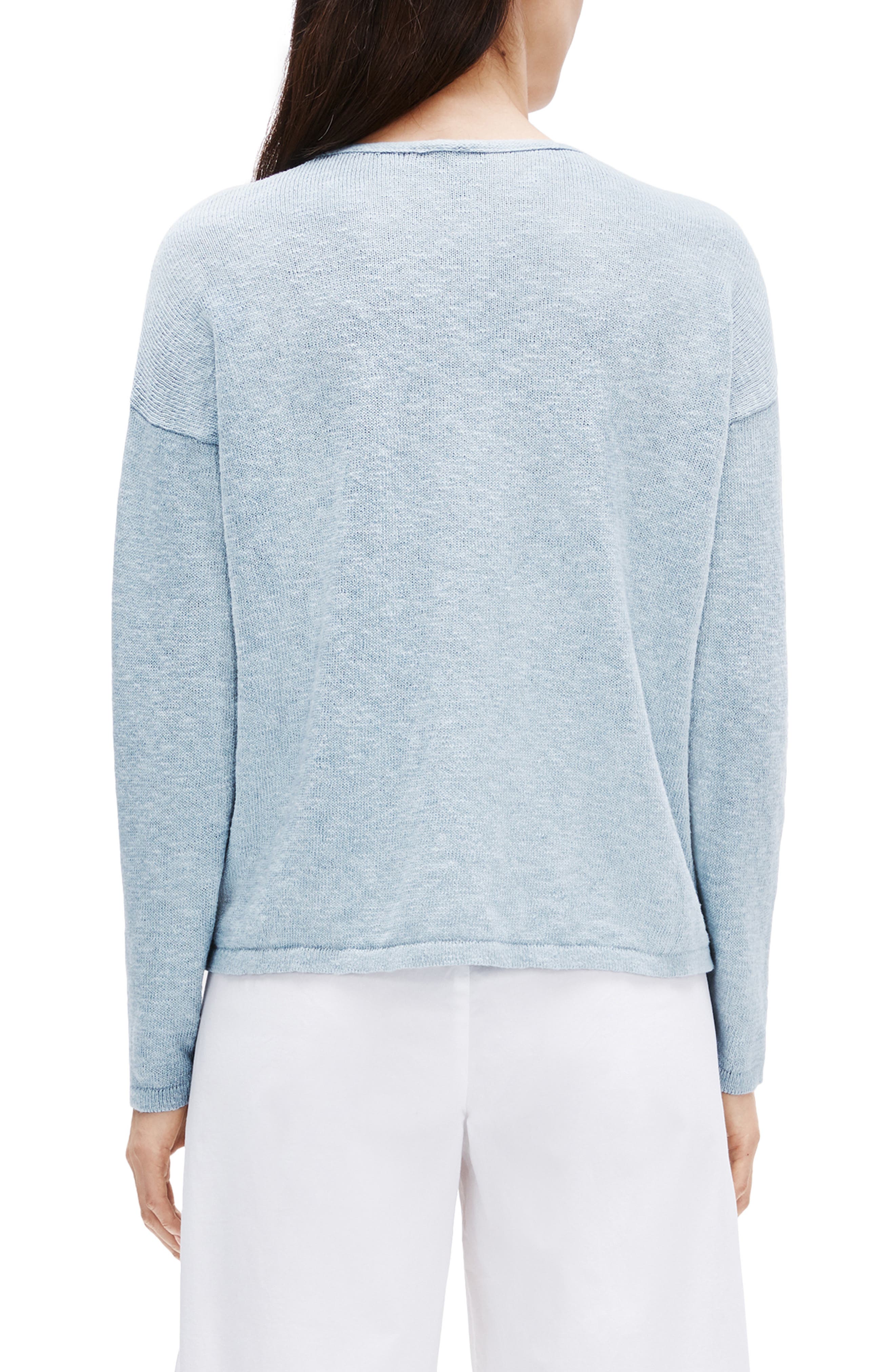 Eileen Fisher V-Neck Boxy Organic Cotton & Linen Sweater (Women ...