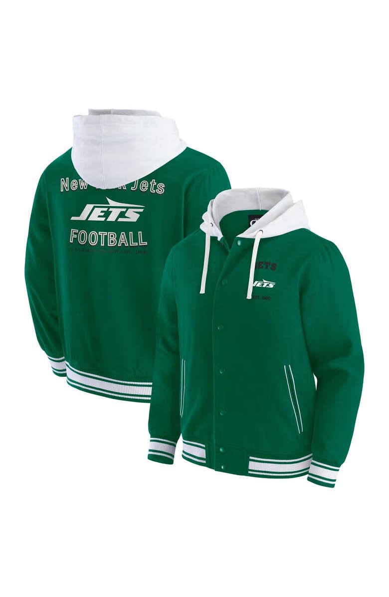 Darius Rucker Collection by Fanatics Men's Darius Rucker Collection by Fanatics Green New York Jets Full-Snap Hoodie Jacket, Main, color, Green