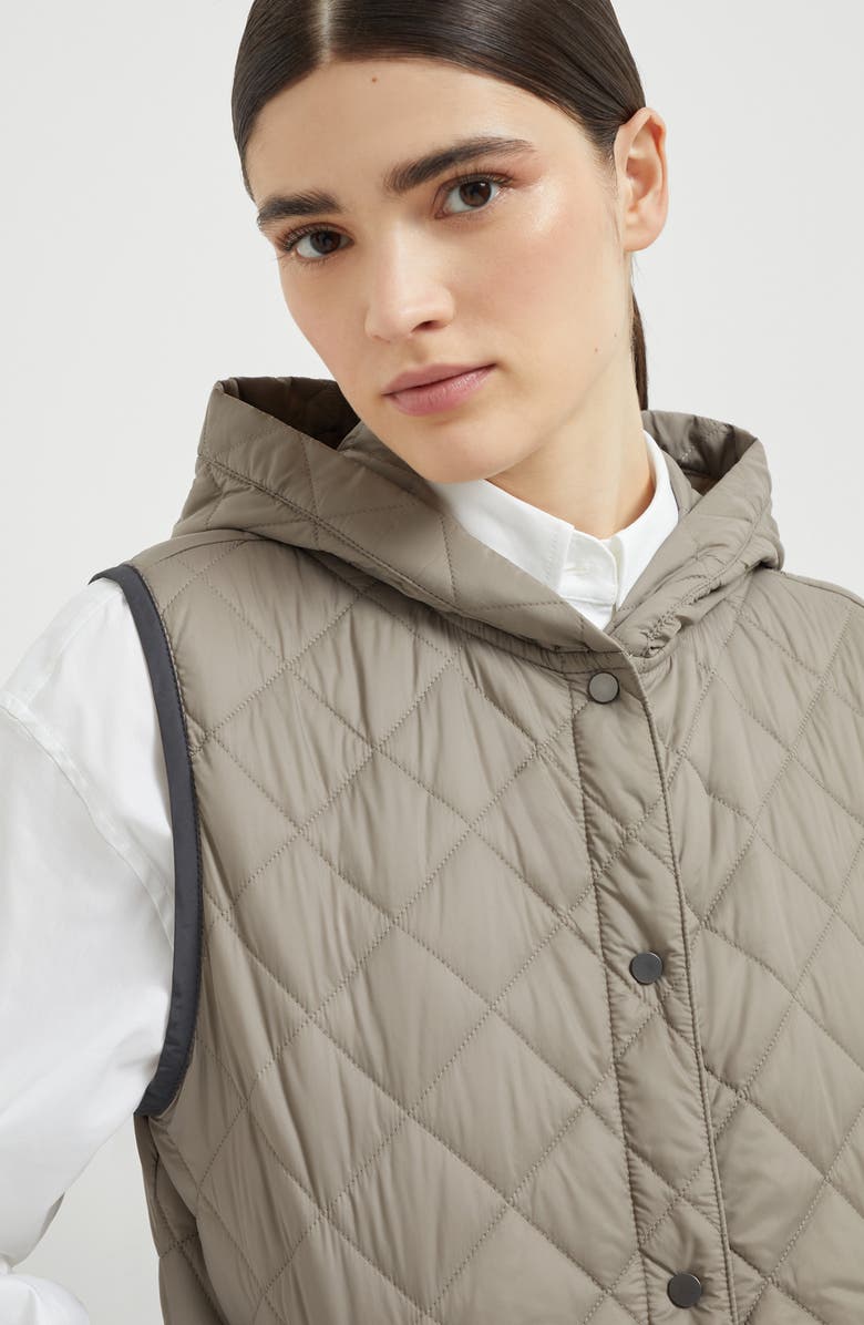 Brunello Cucinelli Quilted vest, Alternate, color, Light Brown