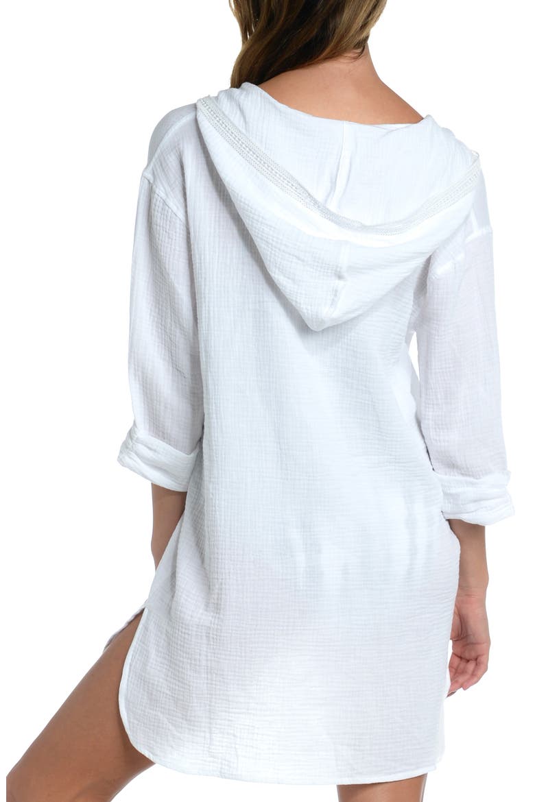 Hooded Cotton Gauze Cover-Up Tunic, Alternate, color, WHITE