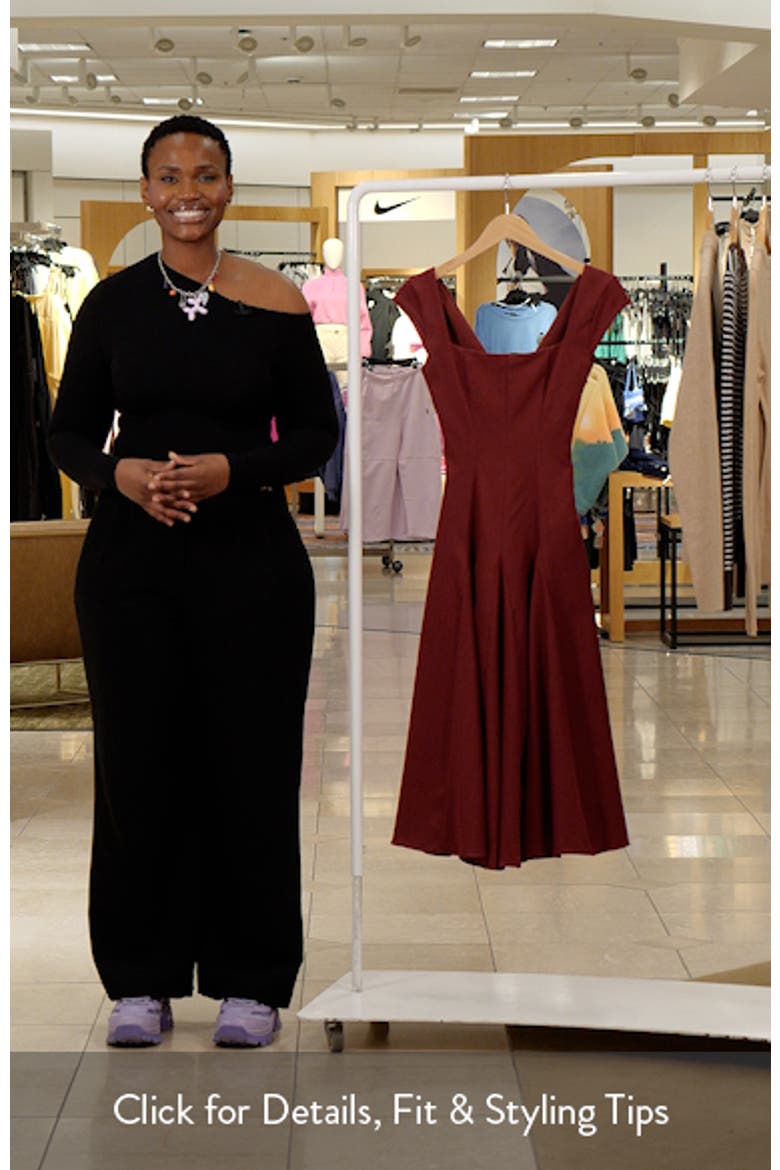 Raise Square Neck Twill Midi Dress (Women) | Nordstrom