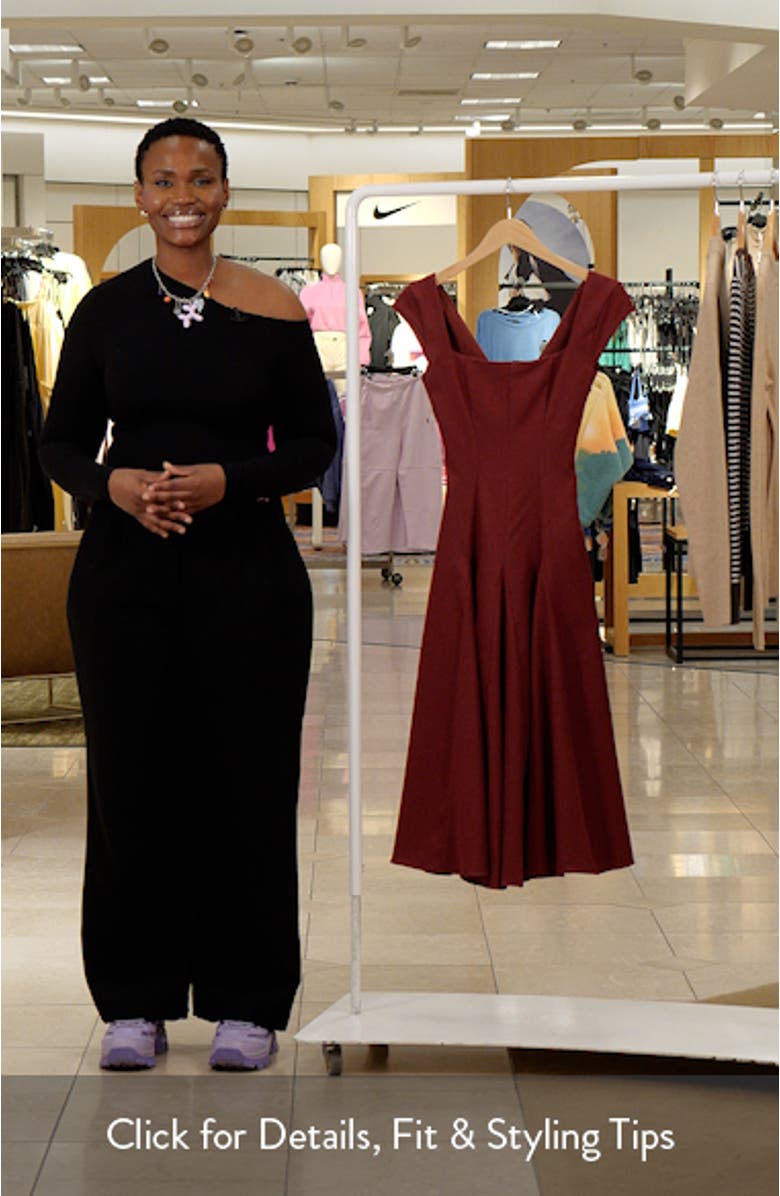 Raise Square Neck Twill Midi Dress, sales video thumbnail